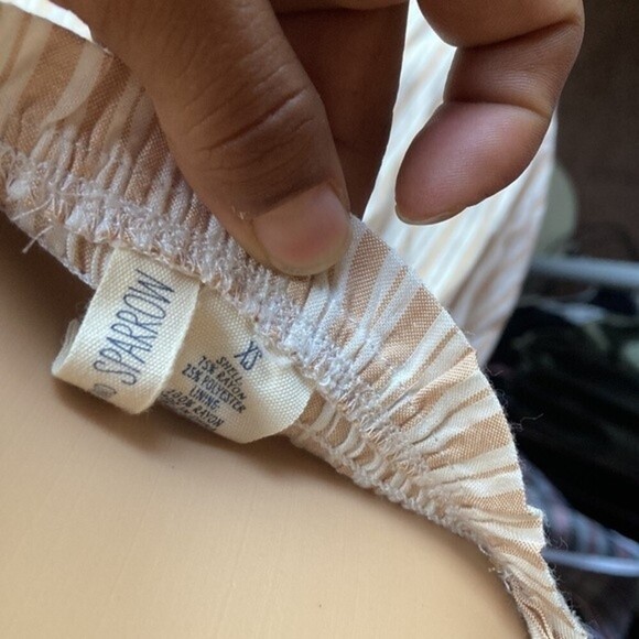 SKY AND SPARROW Smocked Button Cream Front Midi Dress (XS) - Picture 6 of 8